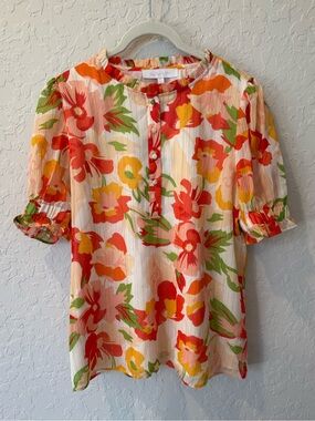 MWT Sugarlips Floral Button-Front Women's Top in Multicolor Size Medium